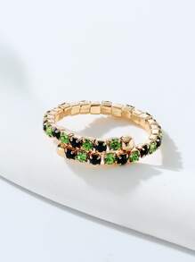 Mujer 1 pieza Anillo de dedo atractivo con diseño de diamante de imitación para para regalo - Verde - Ver 2