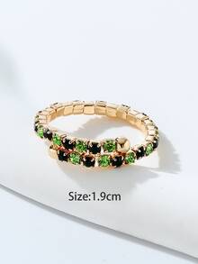 Mujer 1 pieza Anillo de dedo atractivo con diseño de diamante de imitación para para regalo - Verde - Ver 3
