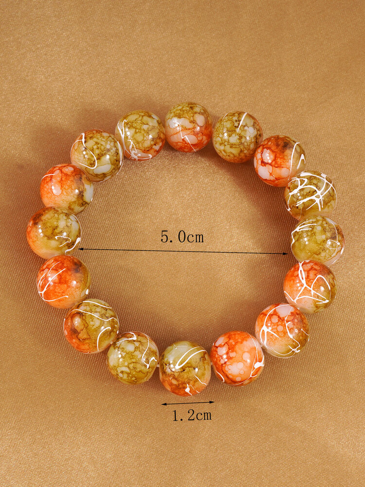 1pc Fashionable Sweet Bicolor Cracked Beads Personalized Women's Bracelet - Multicolor - View 4