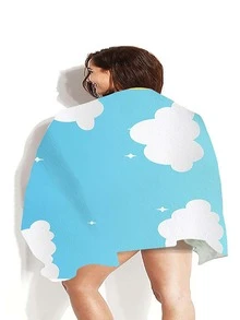 Rainbow & Cloud Pattern Beach Towel - Multicolor - View 2