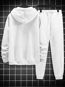 Manfinity Homme Bộ hai mảnh Nam Dây kéo Lá thư Giải trí - trắng - Xem 2