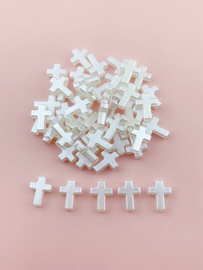 50pcs Acrylic Cross Design Bead