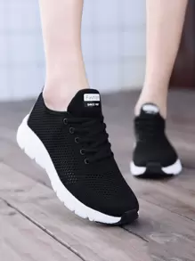 Giày thể thao ngoài trời thường ngày rỗng màu trắng dành cho nữ - màu đen - Xem 3