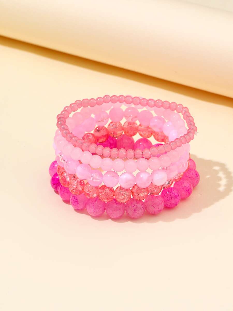 5入組極簡風格串珠手鏈 - 彩色 - 查看 1