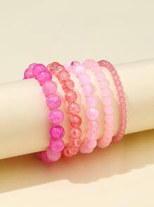 5入組極簡風格串珠手鏈 - 彩色 - 查看 2