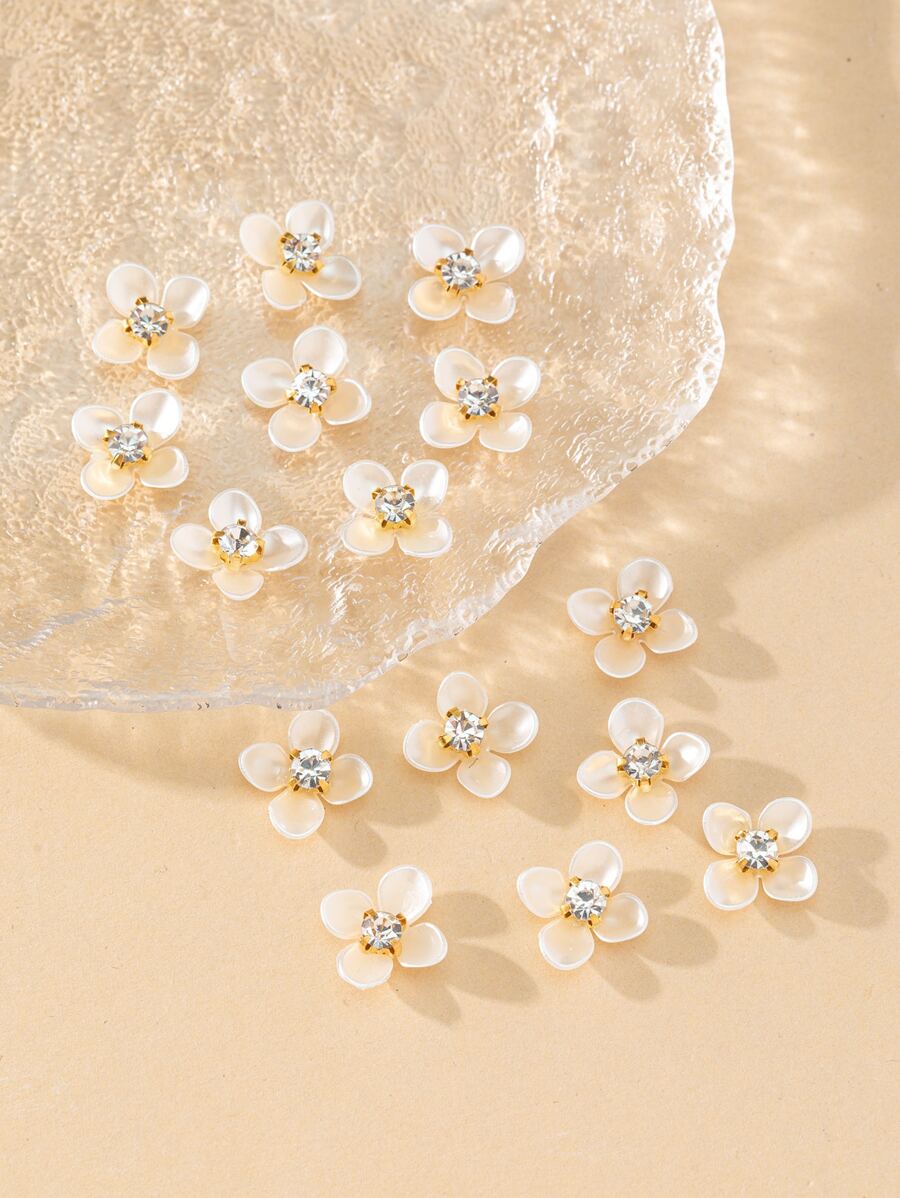 15 piezas Accesorio de joya DIY con diseño de diamante de imitación con diseño de flor - Multicolor - Ver 1