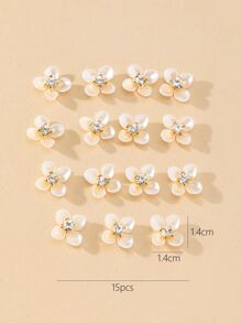 15 piezas Accesorio de joya DIY con diseño de diamante de imitación con diseño de flor - Multicolor - Ver 3