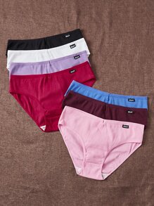 Plus 7pack Letter Patched Panty Set - Multicolor - View 5