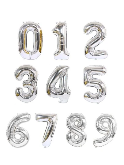 1pc Digital Shaped Large Balloon, 30 Inch Metallic Silver Number Balloon, Decoration Balloon For Birthday Party Back To School Valentine Day