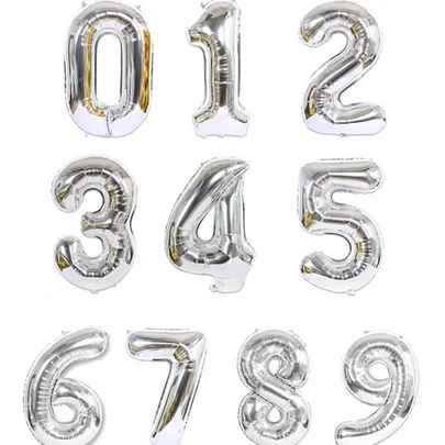 1 个数字形状大气球，30 英寸金属银色数字气球，生日派对装饰气球，返校情人节