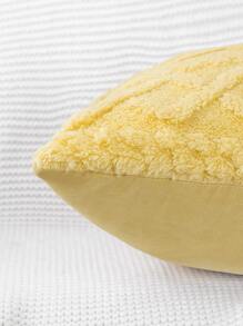 1 PC Mềm Mại Sang Trọng Mờ Ngắn Len Nỉ Ném Gối Vuông Hoa Văn Đệm Ốp Lưng Trang Trí - Màu vàng - Xem 4