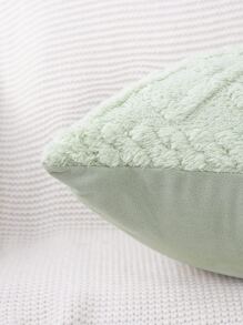 1pc Soft Plush Fuzzy Short Wool Fleece Throw Pillow Covers   Square Patterned Cushion Cases Decorative Pillow Shell For Sofa Bedroom - Green - View 4