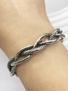 Fashionable And Popular Men Twist Cuff Bangle Alloy For Jewelry Gift And For A Stylish Look - Silver - View 2