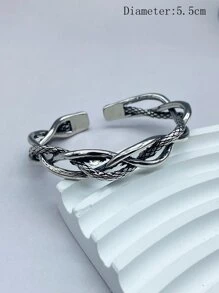 Fashionable And Popular Men Twist Cuff Bangle Alloy For Jewelry Gift And For A Stylish Look - Silver - View 4