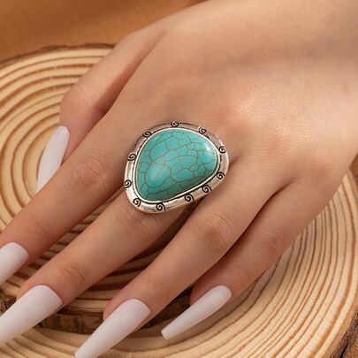Turquoise Decor Cuff Ring