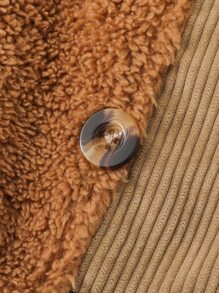 Girls Cut Out Shoulder Tee & Colorblock Teddy Panel Button Front Skirt - Multicolor - View 6