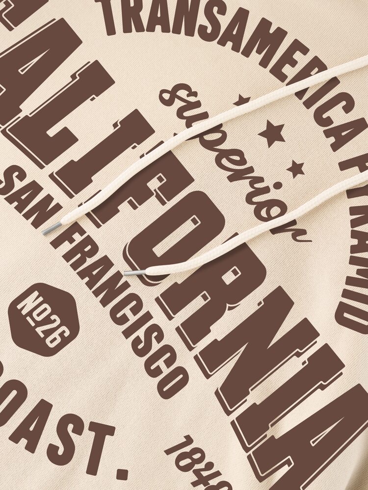 SHEIN EZwear Capucha térmica con estampado de letra con bolsillo de canguro con cordón - Albaricoque - Añade 8