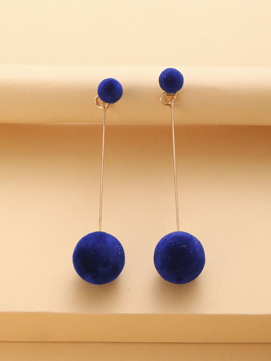 Pendientes con diseño de pompón - Azul - Ver 1
