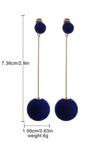 Pendientes con diseño de pompón - Azul - Ver 4