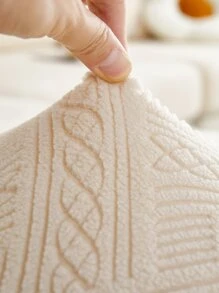 1入組幾何簇絨沙發座套 - 米色 - 查看 2