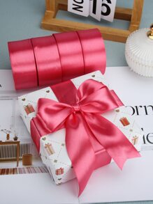 Cuộn ruy băng satin rộng 4cm, 25 yard, ruy băng nơ trang trí gói quà cho hoa, bánh, đám cưới, tiệc tùng, vật liệu thủ công hoa hồng tự làm - Màu Hồng Tươi - Xem 1