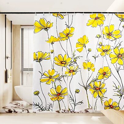 Floral Pattern Waterproof Shower Curtain