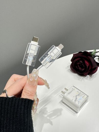 3 Stücke Buchstaben Grafik, Datenkabelschutz & Ladekopf Bezug Set