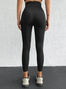 RueChic 寬腰帶運動打底褲 - 黑色 - 查看 2