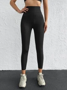 RueChic 寬腰帶運動打底褲 - 黑色 - 查看 3