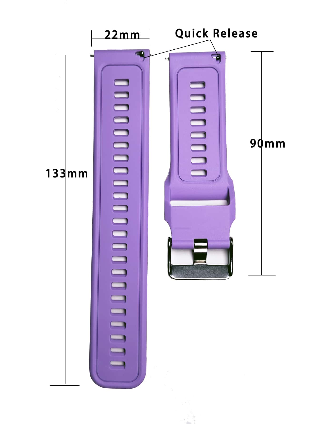 Solid Silicone Watchband - Purple - View 5