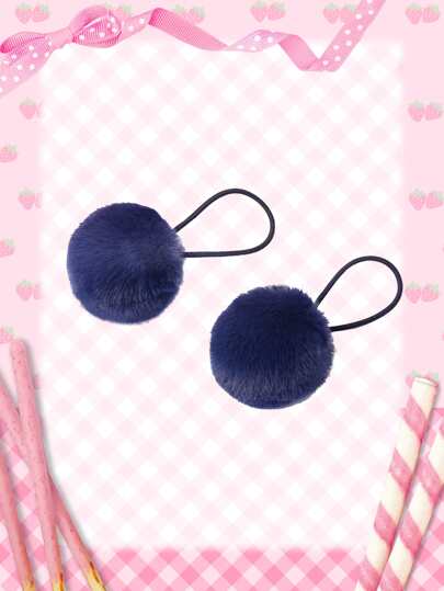 Kawaii 2 pezzi Fermagli per capelli con decorazione a pompon, elastici per coda di cavallo carini, San Valentino, portacoda, fasce elastiche per capelli, scrunchie, elastici per capelli