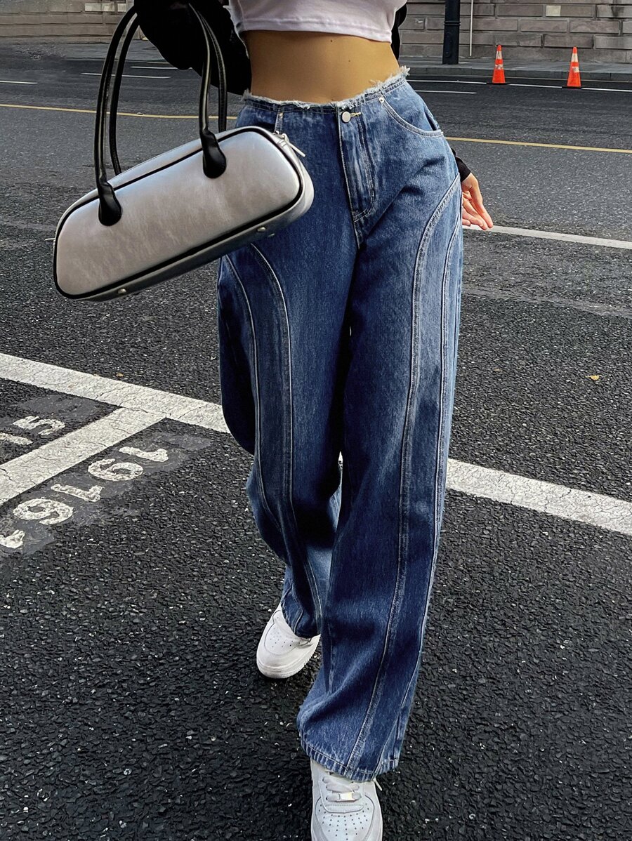 DAZY Jeans con lavado de pierna ancha