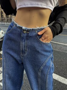 DAZY Jeans con lavado de pierna ancha