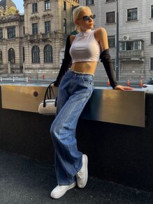 DAZY Jeans con lavado de pierna ancha