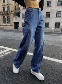 DAZY Jeans con lavado de pierna ancha