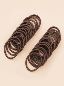 30pcs Solid Hair Tie Casual Ponytail Holders Hair Elastics Hair Rubber Bands Scrunchies Hair Rope Elastic Hair Tie, Hair Bobbles Hair Accessories Head Accessories - Coffee Brown - View 2
