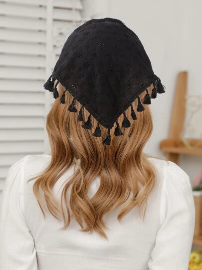 花卉刺绣流苏边波西米亚复古田园发带，适合假日和日常外出，波西米亚风头巾，头巾，发巾，学校用品，学院秋冬女士头带，女士度假装发饰