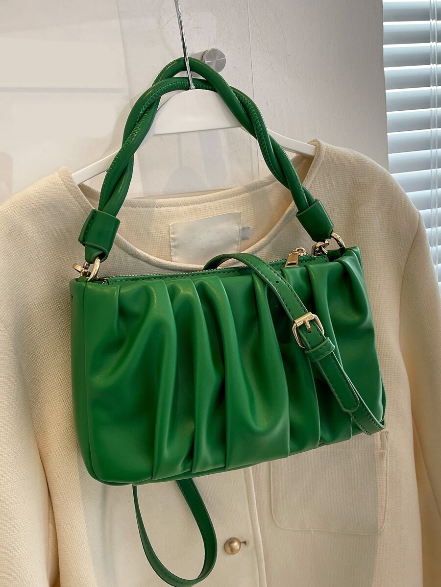 Minimalist Ruched Bag - Green - View 1