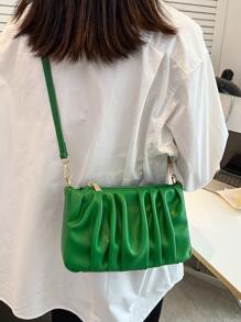 Minimalist Ruched Bag - Green - View 2