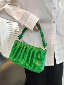 Minimalist Ruched Bag - Green - View 3