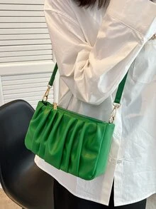 Minimalist Ruched Bag - Green - View 4