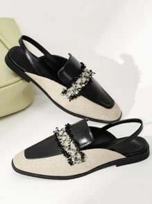 毛邊緣方頭露跟平底鞋 - 彩色 - 查看 1