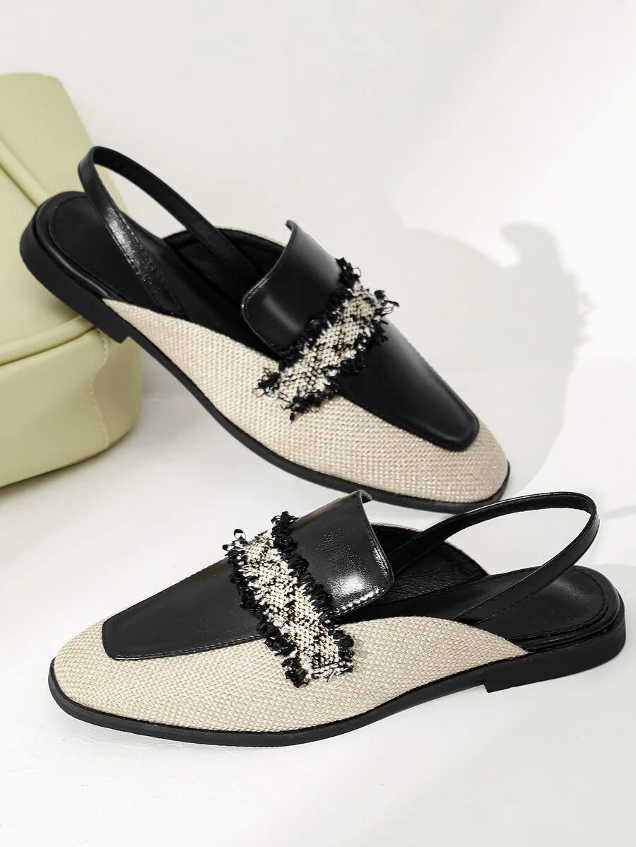 毛邊緣方頭露跟平底鞋 - 彩色 - 查看 1