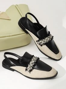 毛邊緣方頭露跟平底鞋 - 彩色 - 查看 2