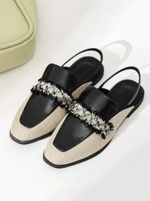 毛邊緣方頭露跟平底鞋 - 彩色 - 查看 3