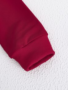 Girls Letter Graphic Two Tone Zip Up Hooded Sweatshirt Without Tee - Multicolor - View 6