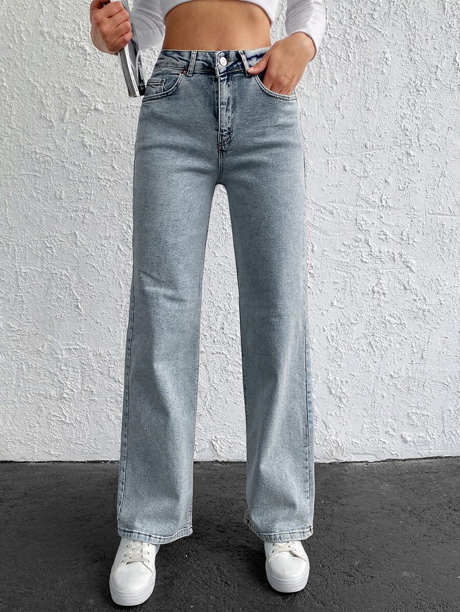 RueChic 高腰直筒牛仔褲
