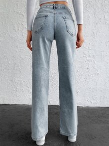 RueChic 高腰直筒牛仔褲