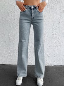 RueChic 高腰直筒牛仔褲