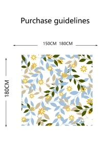 樹葉和花卉圖案浴簾 - 彩色 - 查看 4